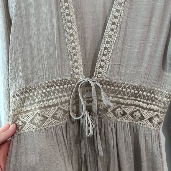 Rebellion Again Embroidered Lace Cardigan Sz M Lightweight Maxi Duster Boho Y2K - Picture 4 of 11